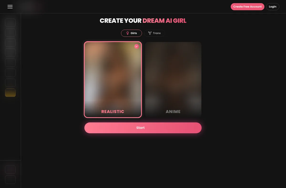 Candy AI character creator first step