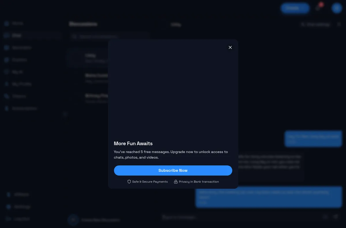 DarLink AI paywall: You have reached 5 free messages
